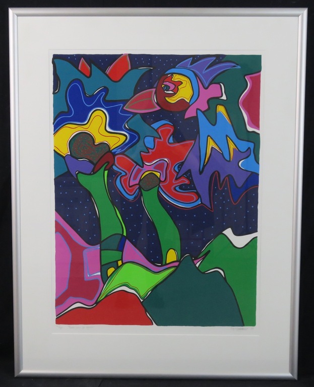 Marianne Naerebout: Zeefdruk, There you go again - Ingelijst (Groot) verkocht voor € 80!