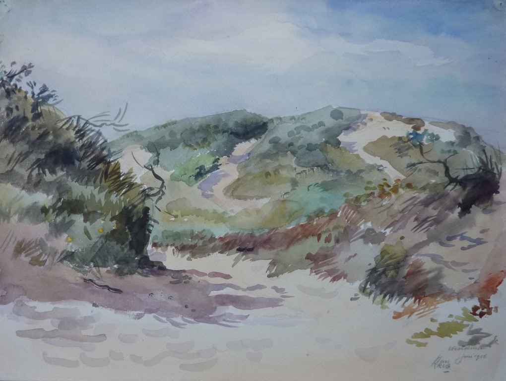 HAN KRUG aquarel "Westduin" (Den Haag) 1958 verkocht voor € 45!