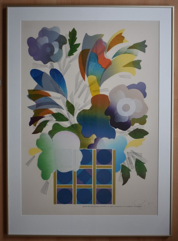 Frans de Jong , kleuren litho, bloemenvaas kopen? Bied vanaf 50!