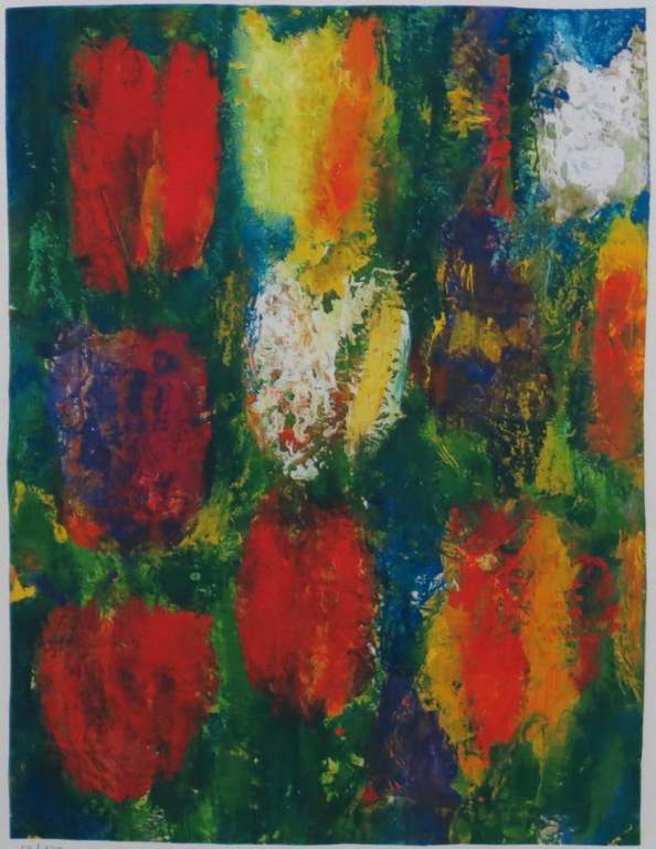 Franz Lauter: Zeefdruk, Tulpen - ingelijst verkocht voor € 75!