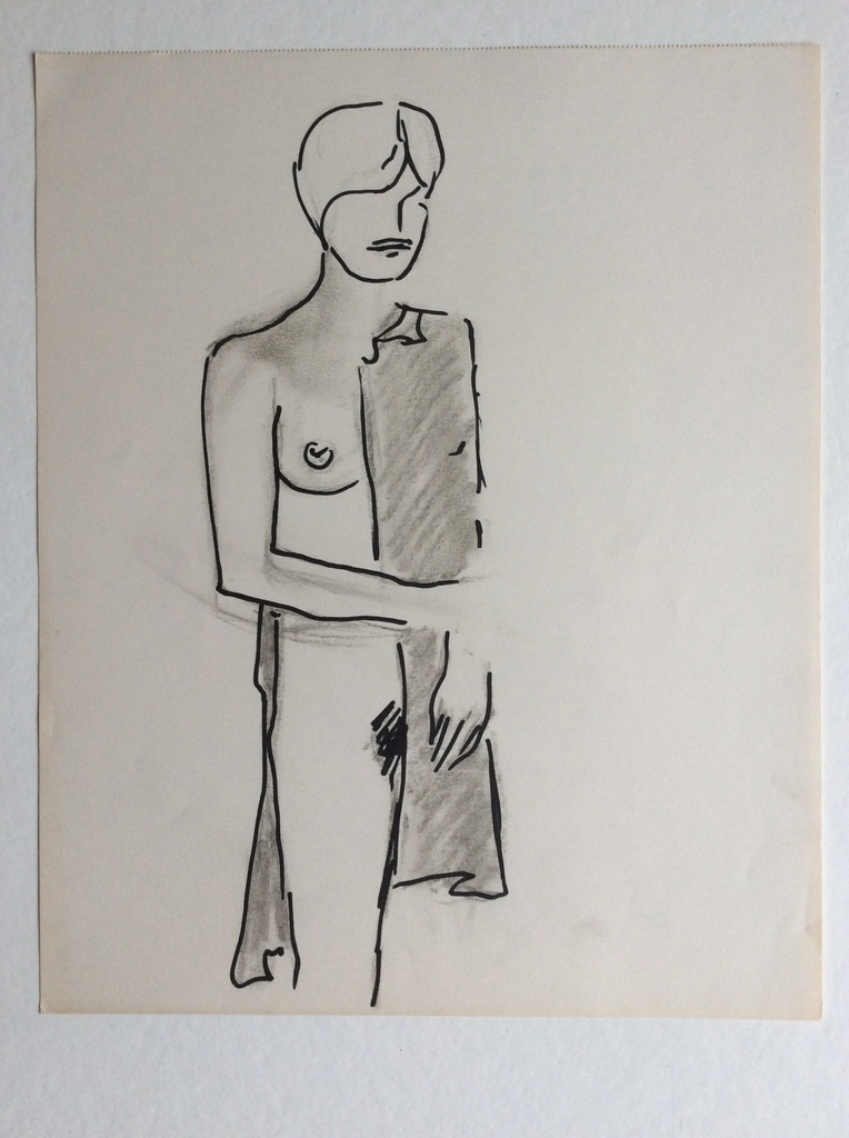 Irene Joffroy - tekening - naakt met doek kopen? Bied vanaf 1!