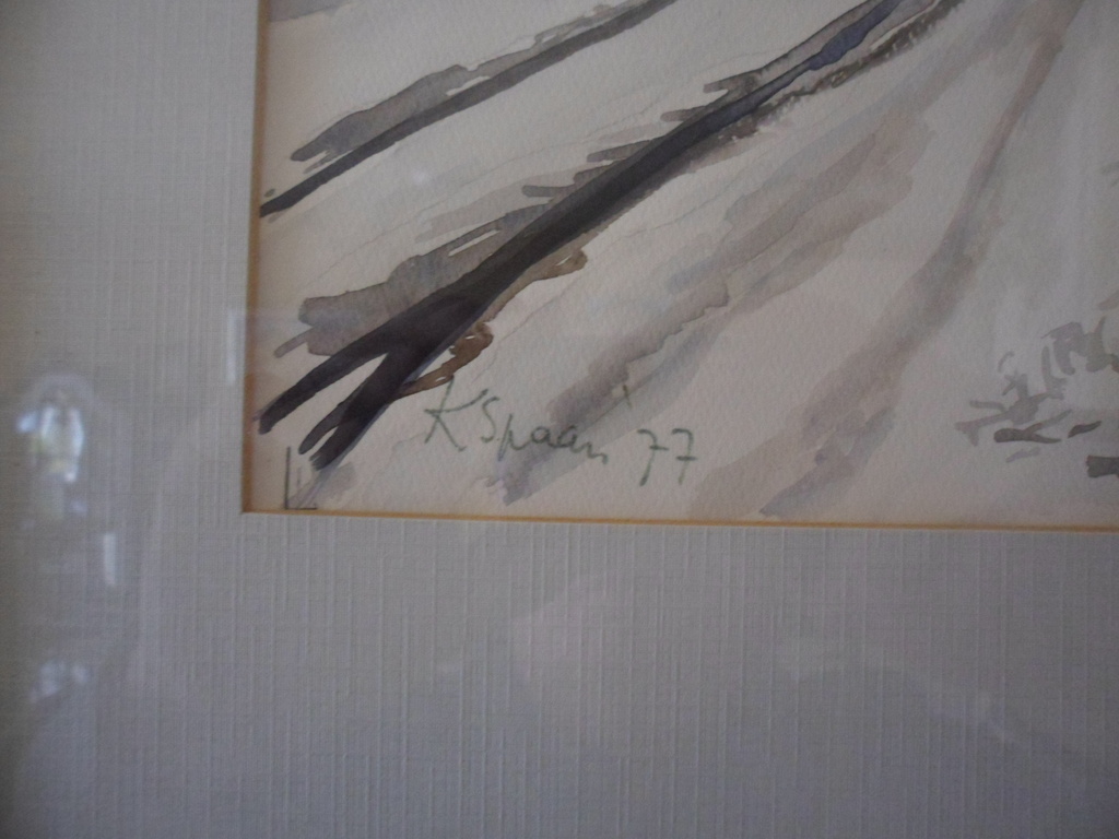 K.Spaan Aquarel uit 1977, Landweg met boerderij in de winter. kopen? Bied vanaf 1!