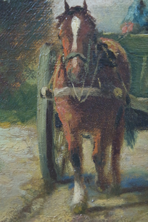 Martinus J. Nefkens (1866-1941) - olieverf op doek- landschap met paard en wagen kopen? Bied vanaf 290!