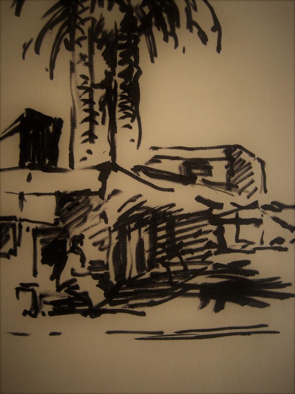 Oude Orientaalse inkt tekening "Tunesie Tanger" door Jan ter Veer (1895-1970)  kopen? Bied vanaf 1!