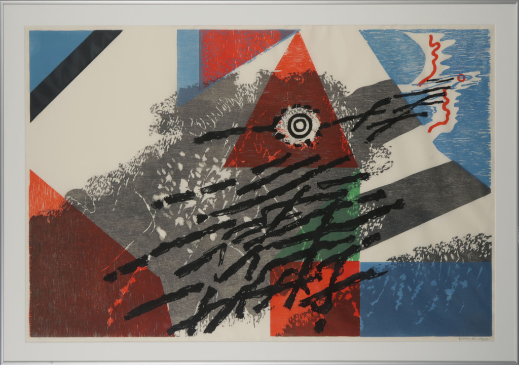 Jef Diederen: Houtsnede op Rijstpapier, Het oog van de vogel - Ingelijst verkocht voor € 40!