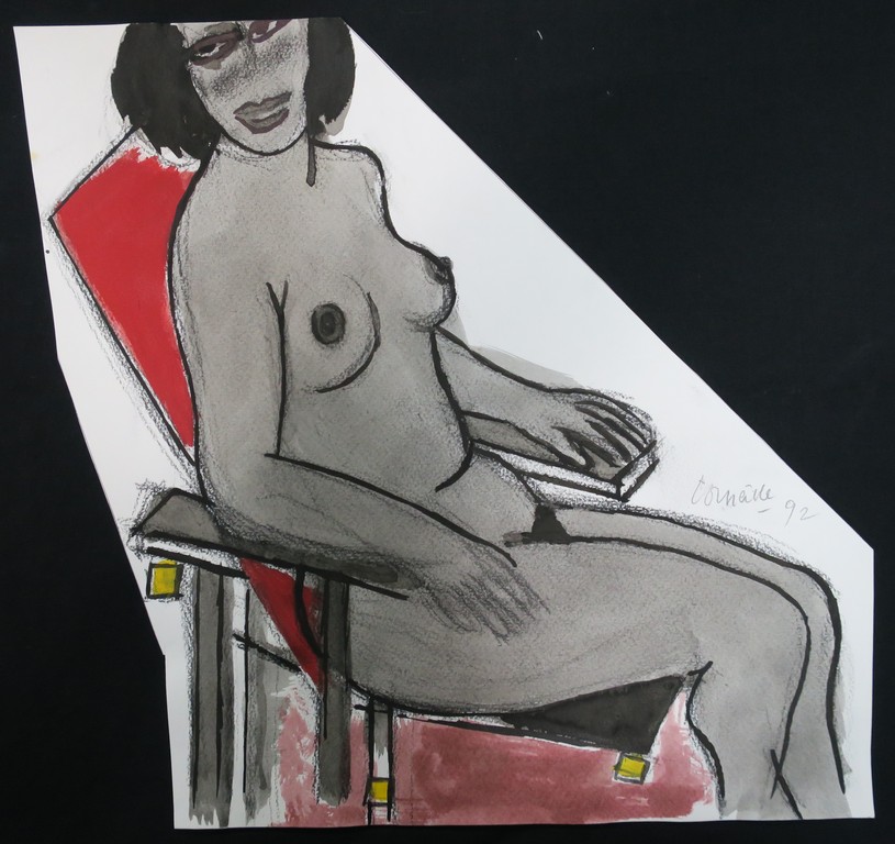 Corneille: Gouache, Z.T. Zittend naakt kopen? Bied vanaf 385!