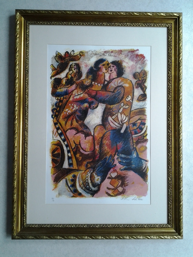 Theo Tobiasse, Groot litho in goudkl. bewerkte lijst. L'emfance du Roi Salamon. kopen? Bied vanaf 240!