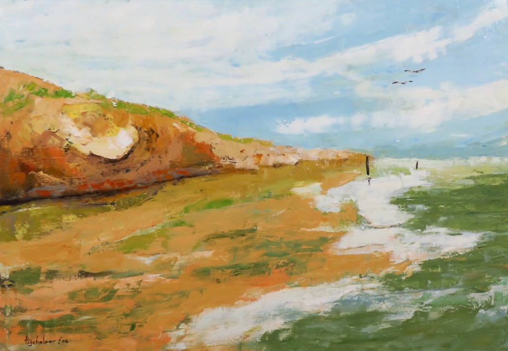 Andre Tigchelaar: Olieverf op doek, Strand - Ingelijst (Groot) kopen? Bied vanaf 1!