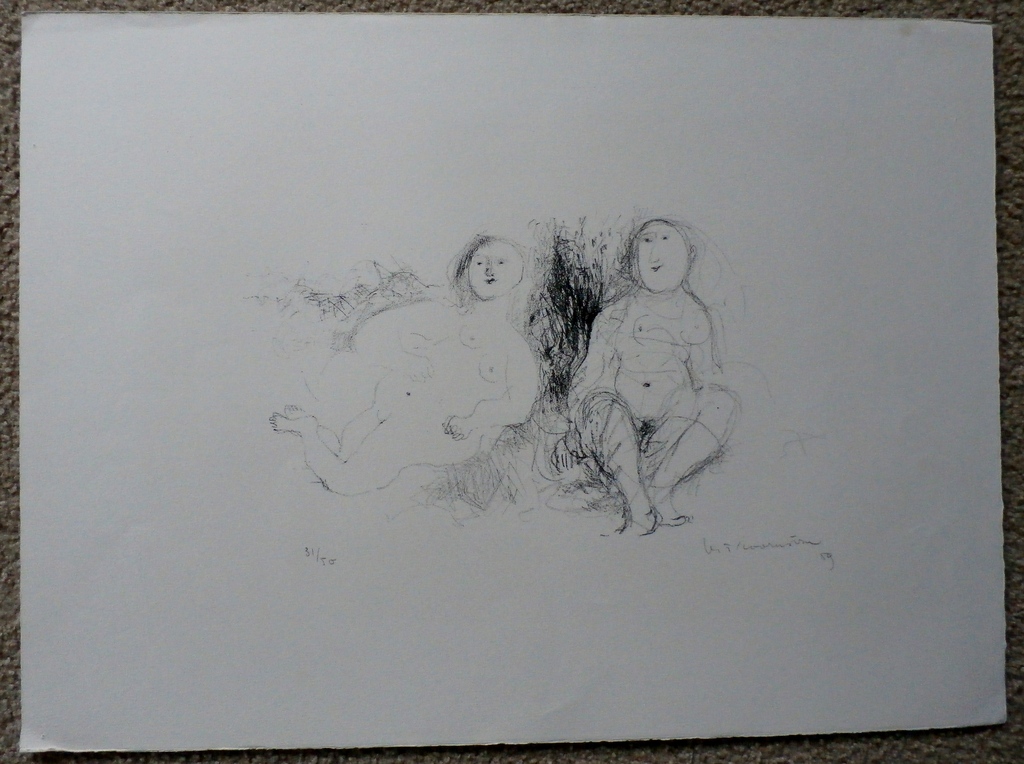 Metten Koornstra  - litho: 2 naakte dames - 1959 kopen? Bied vanaf 55!
