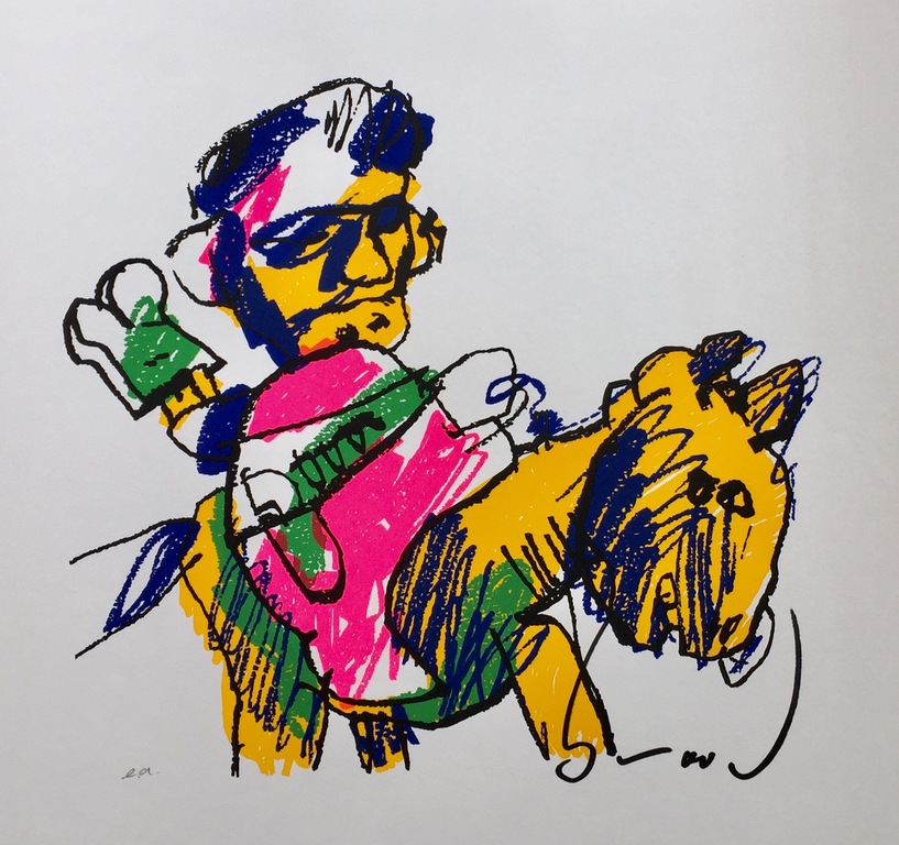 Herman Brood - Originele Handgesigneerde Zeefdruk: "Man op Paard" kopen? Bied vanaf 1!