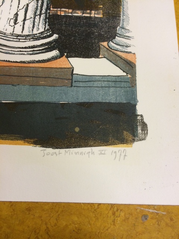 Joost Minningh, Tempel van Mars IV, oplage 8/10 eigen druk litho, datum XI 1977 kopen? Bied vanaf 1!