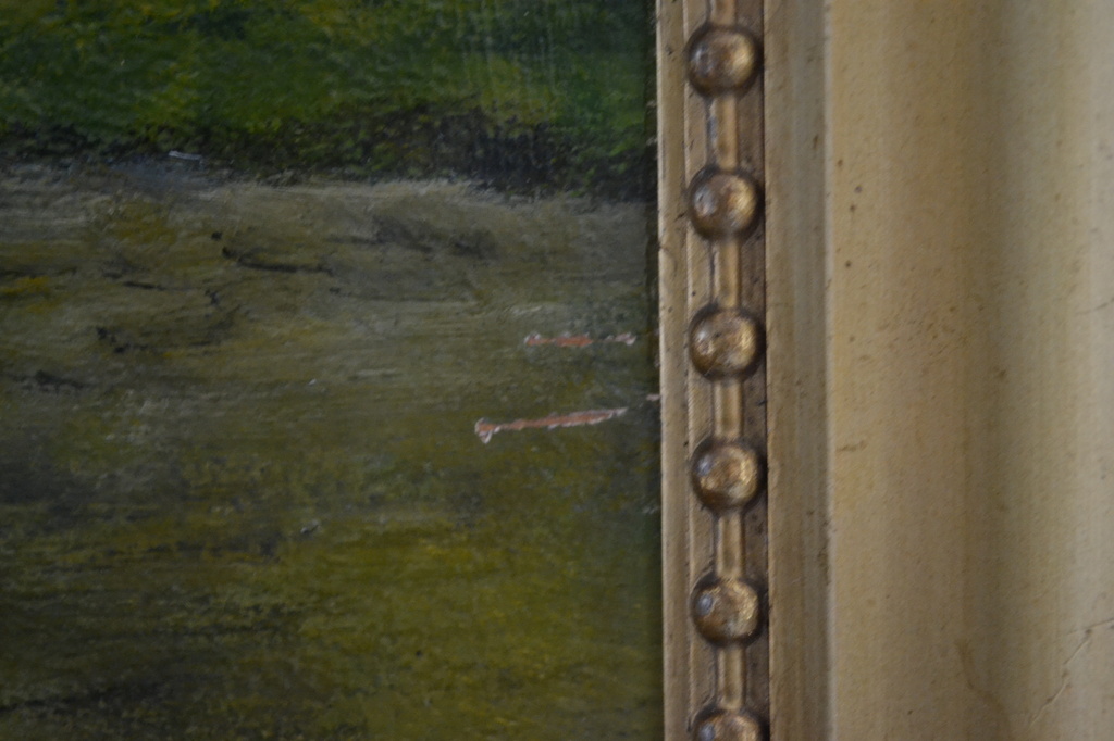 Onbekende kunstenaar (19de eeuw): olieverf op paneel, boerderij aan het water kopen? Bied vanaf 20!