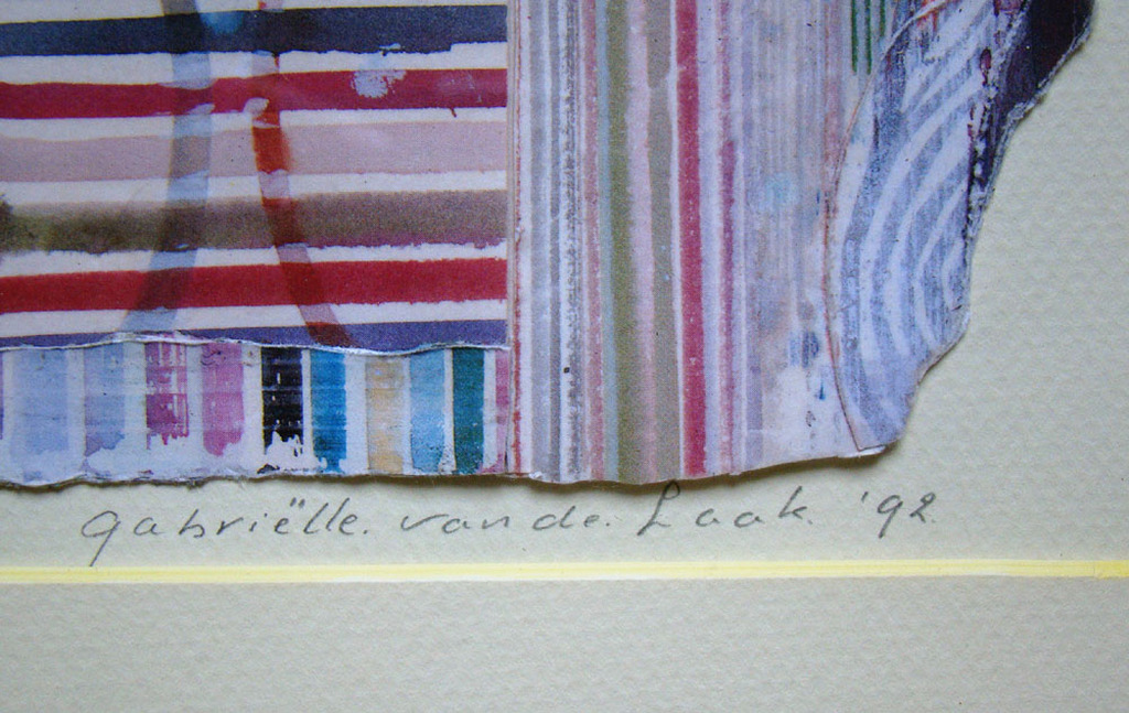 Gabrielle van de Laak,  aquarel/collage in lijst, 1992 kopen? Bied vanaf 100!
