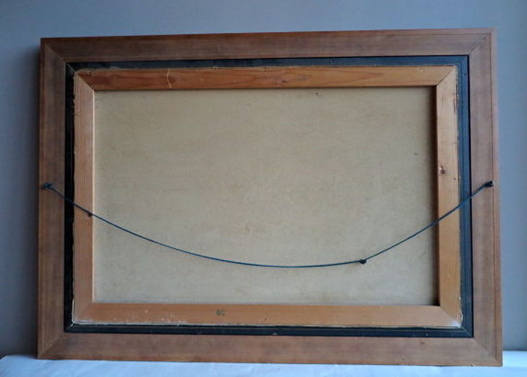 Groot schilderij onduidelijke signatuur-gelijst olieverf/doek - Polderlandschap  kopen? Bied vanaf 1!