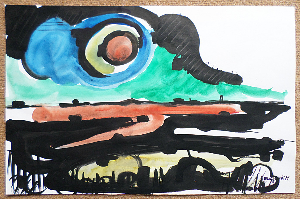 Marc Jonk - Landschap, gouache kopen? Bied vanaf 55!