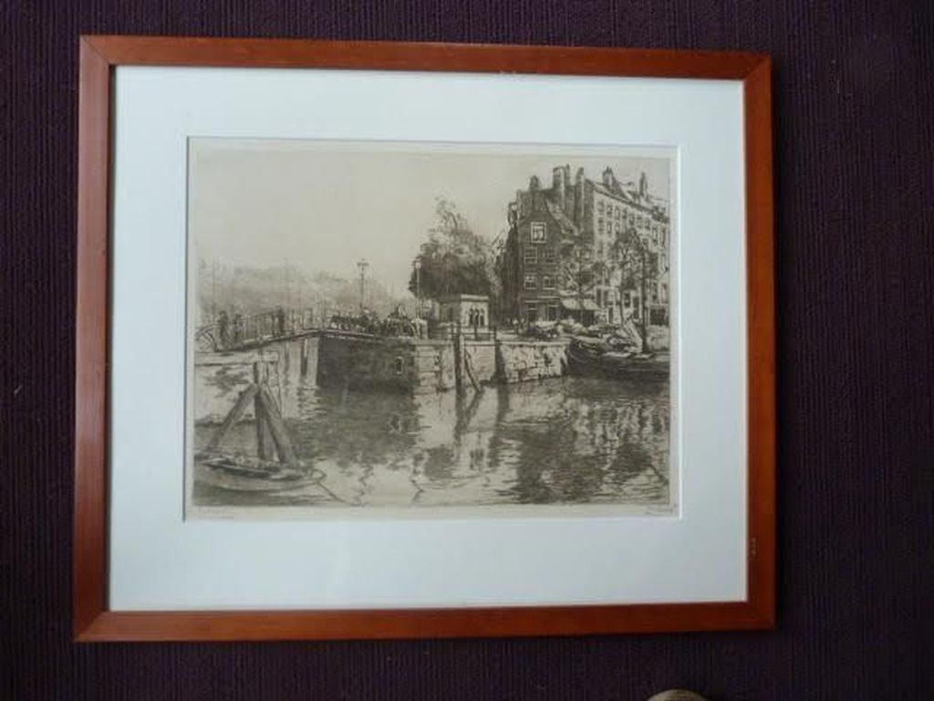 Lot Jan Sirks - Oud grachtje met brug te Rotterdam/Spaansche kade te Rotterdam kopen? Bied vanaf 1!