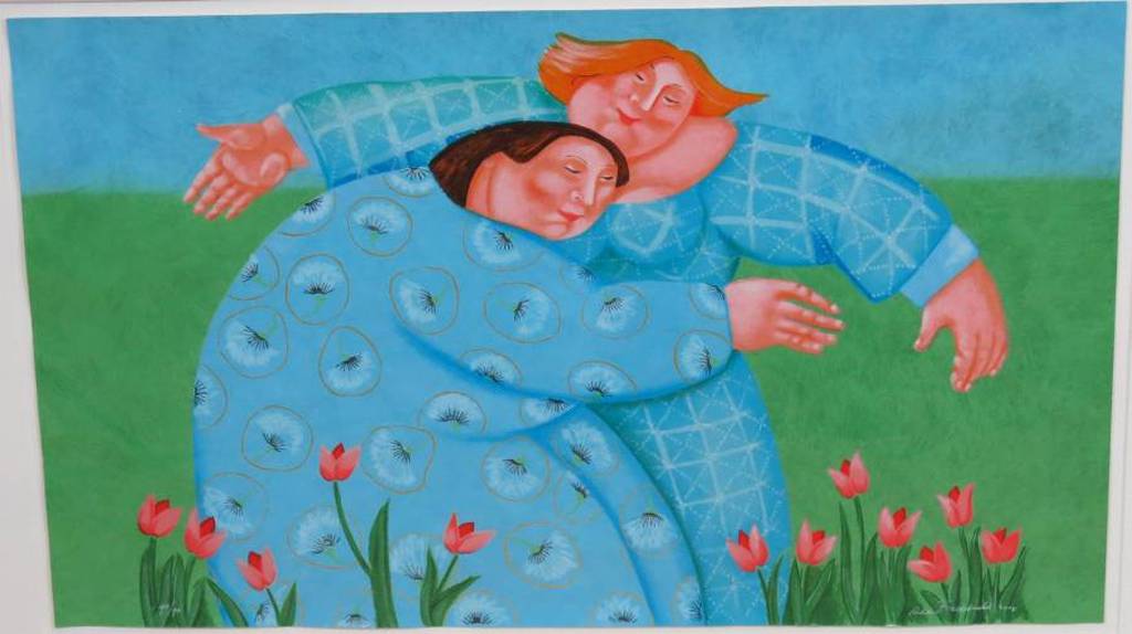 Ada Breedveld: Zeefdruk, Vriendschap - Ingelijst (groot) verkocht voor € 90!