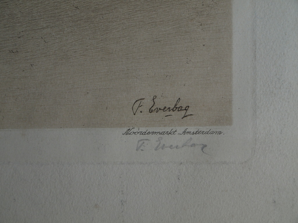 Frans Everbag : Ets , Noordermarkt Amsterdam – gesigneerd - 1938 kopen? Bied vanaf 30!