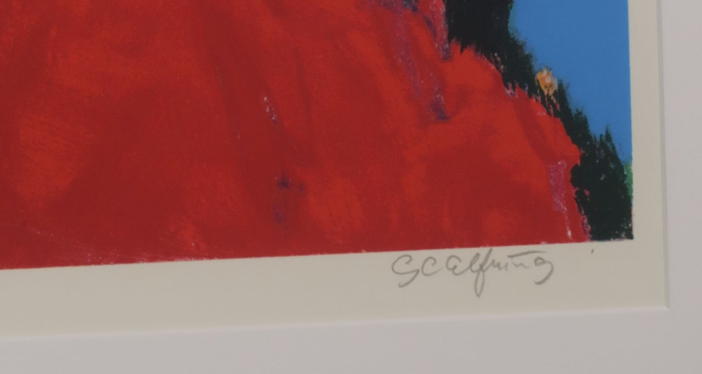 Gerda Elfring: Zeefdruk, Landschap met wilgen - Ingelijst kopen? Bied vanaf 50!