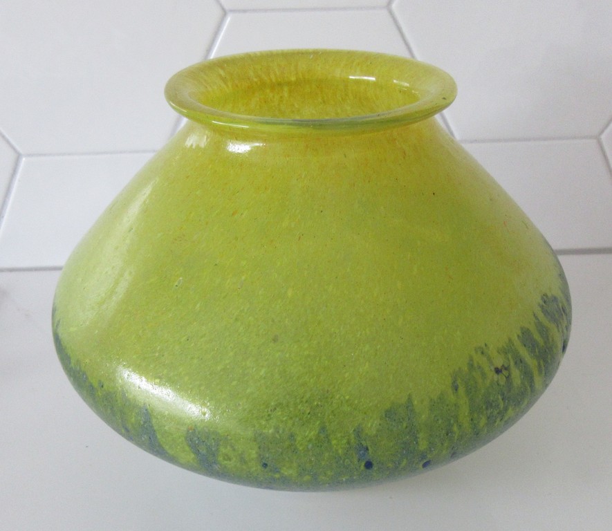 Ongespecificeerd - Geel blauw studio glazen vaas kopen? Bied vanaf 1!