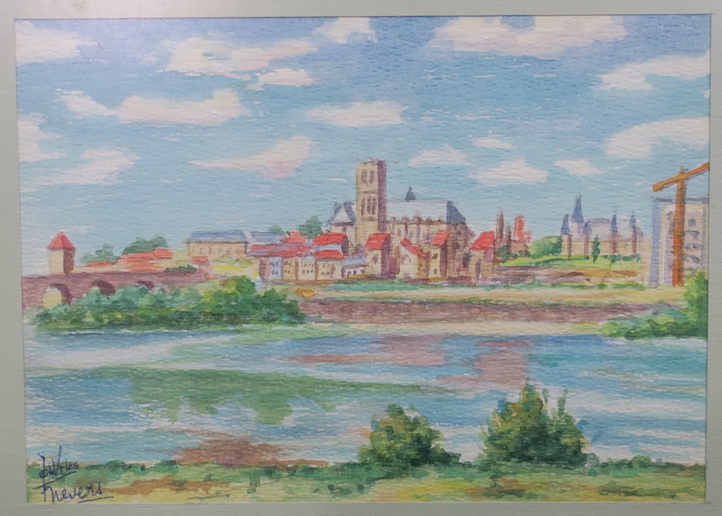 Jan Ph.A. de Vries: 2x Aquarel, Stadsgezicht en Souillac -  Ingelijst kopen? Bied vanaf 1!