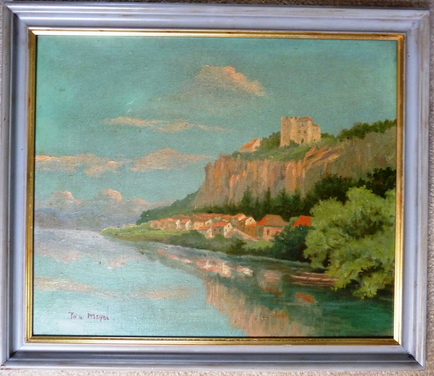 Ton Meyer - Ton Meijer: olieverf op doek, Beynac Dordogne ~ jaren '50 verkocht voor € 60!