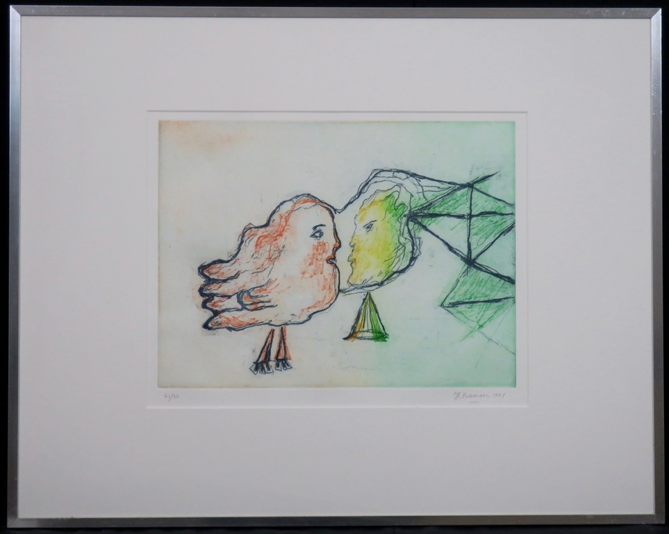Hanny Ramaer: Ets, Zonder titel - Ingelijst verkocht voor € 40!