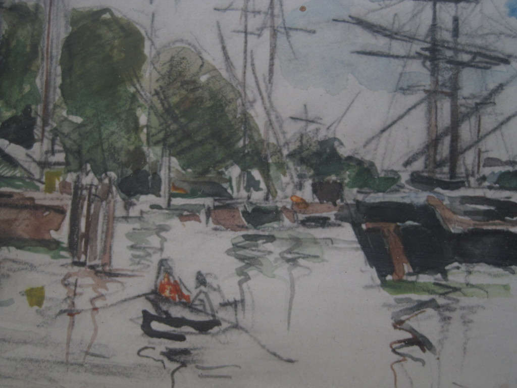 19e eeuwse aquarel "haven Rotterdam" toegeschr. Joh Bart.Jongkind 1819-1891 kopen? Bied vanaf 1!