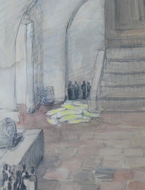 Coba Surie ( Amsterdam 1879 ) Aquarel-tekening, interieur van een kelder. kopen? Bied vanaf 1!