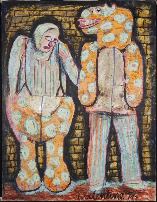 Jim Valentine: Krijttekening en ecoline, Zonder titel verkocht voor € 40!