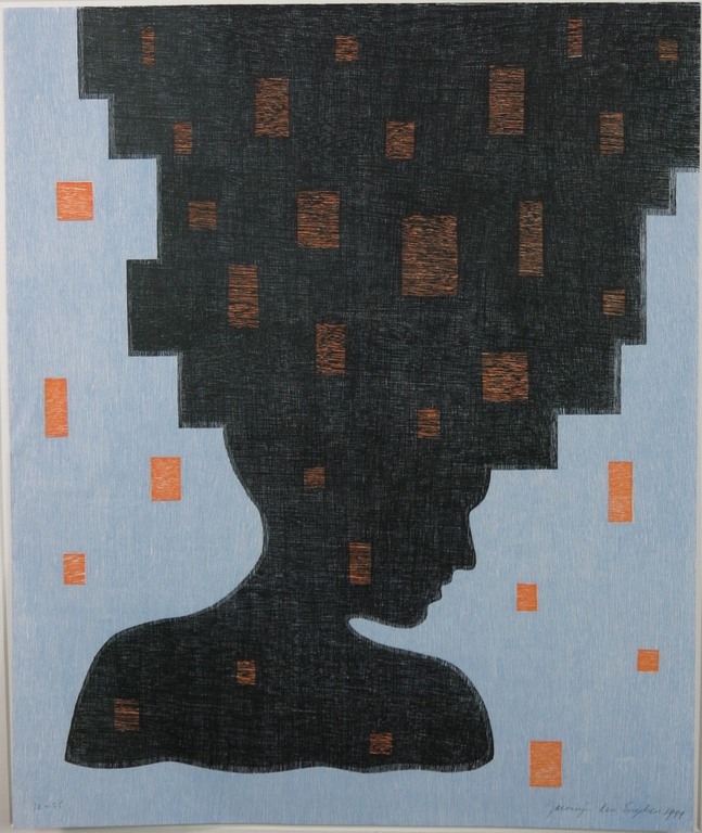 Jacomijn den Engelsen: Houtsnede, Vrouw (Blauw) kopen? Bied vanaf 1!