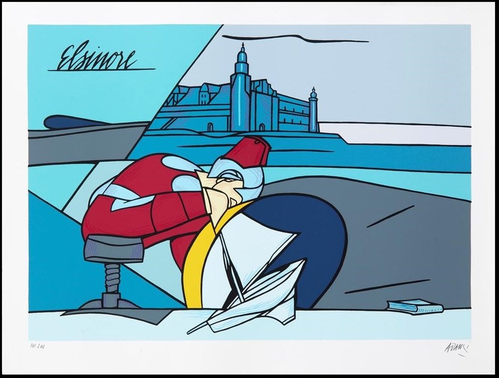 Valerio Adami: Zeefdruk, Hamlet (groot!) verkocht voor € 100!