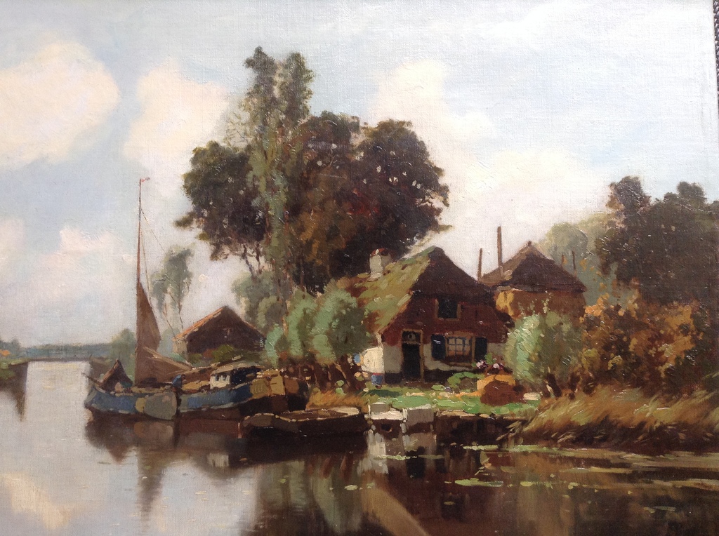 Jan Knikker sr Boerderij aan het water olieverf doek 50x70 gesigneerd kopen? Bied vanaf 350!