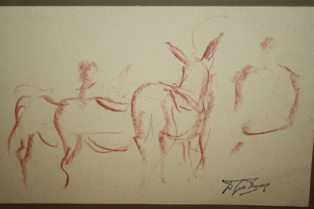 EZELTJES  - DOUWE VAN DE ZWEEP - ROOD TEKENING verkocht voor € 70!