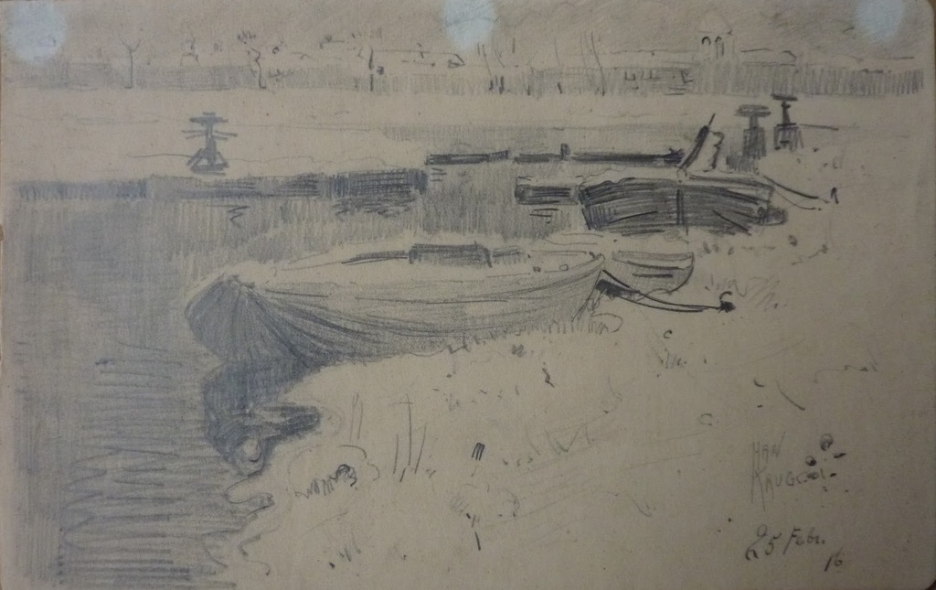 HAN KRUG tekening "Boonstoppelsloot" Den Haag 1916 verkocht voor € 40!