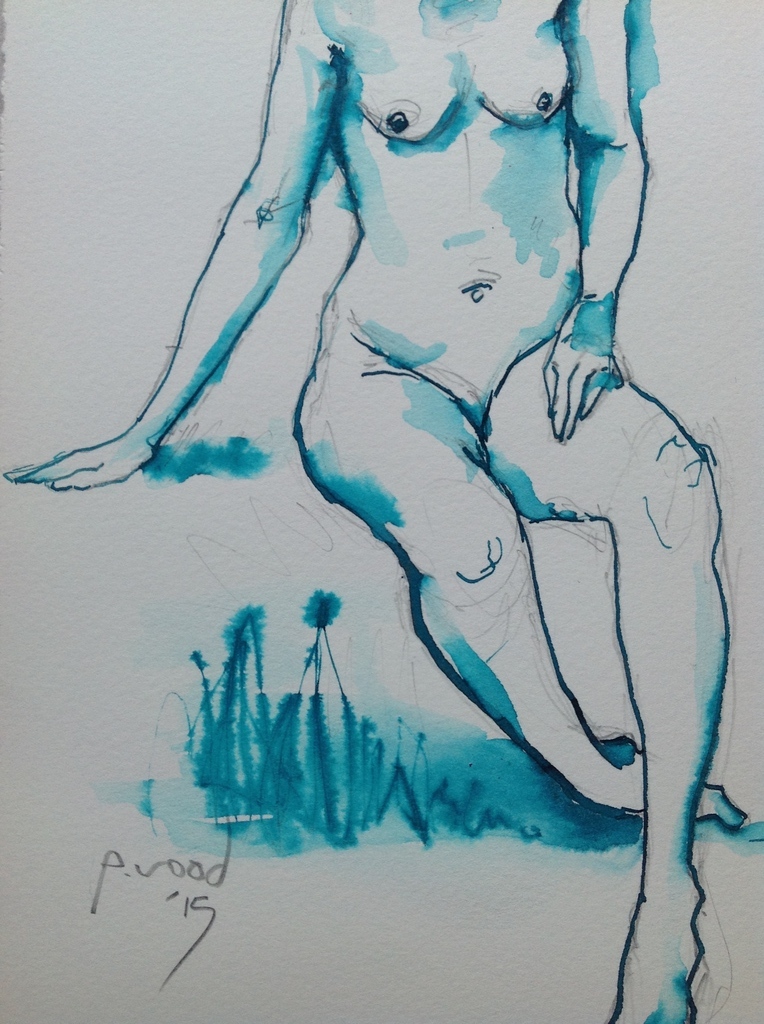 Pauline Wood,Origineel aquarel en pentekening,Nude Female kopen? Bied vanaf 40!
