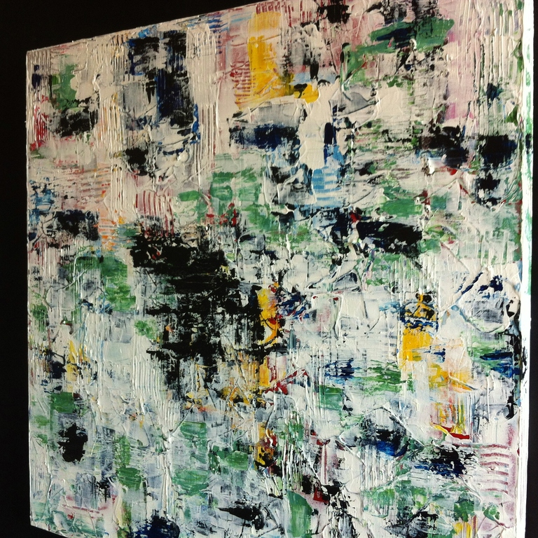 "Tombe La Neige " John Foppen -Mix oliev./acrylverf op 3D Canvas- Gesign.- Unica kopen? Bied vanaf 149!
