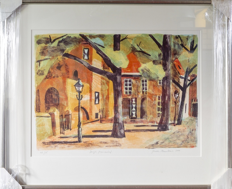 Jeroen Hermkens litho 'Delft Prinsenhof' - 2000 - ingelijst. kopen? Bied vanaf 75!