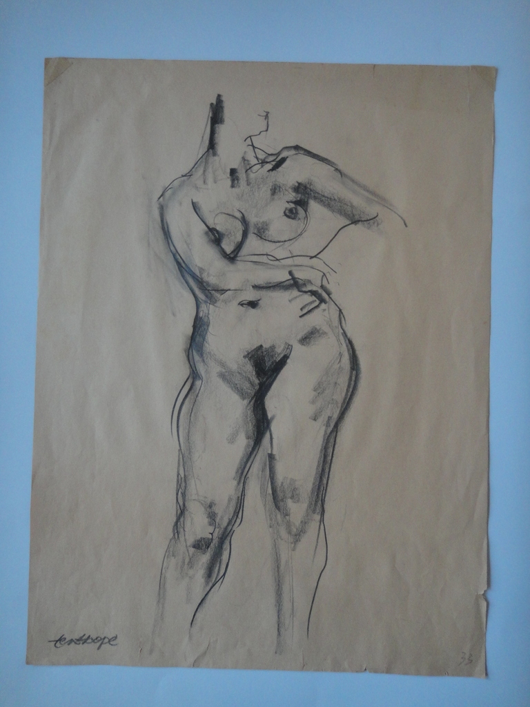 Bob ten Hoope (1920-2014), tekening , staand vrouwelijk naakt kopen? Bied vanaf 45!