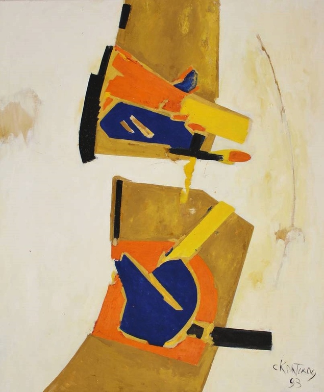 Cees Kortlang groot abstract olieverf op doek - 1993 verkocht voor € 375!