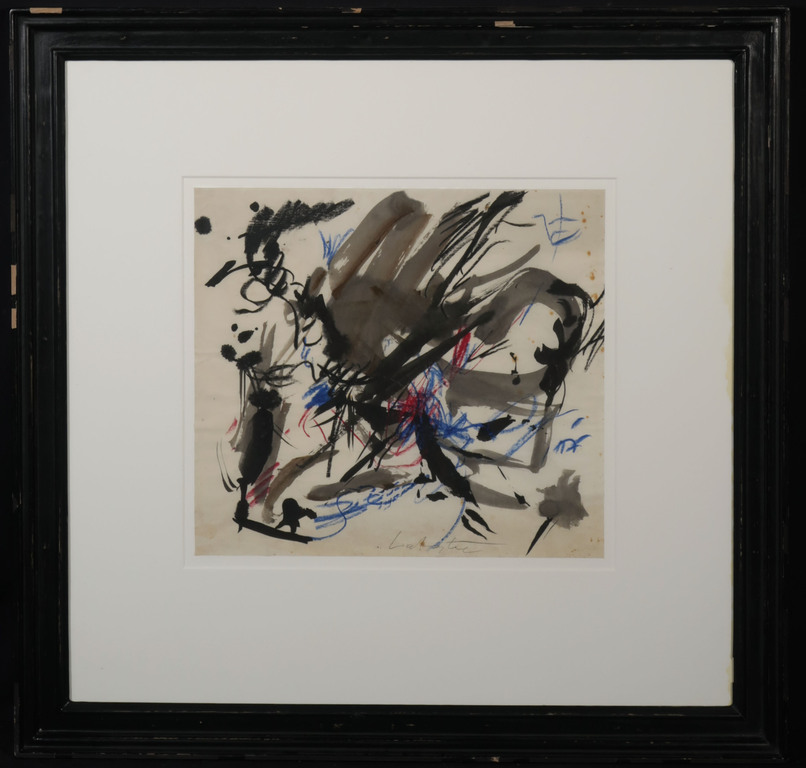 Ger Lataster: Gemengde techniek op papier, Z.T. - Ingelijst verkocht voor € 300!