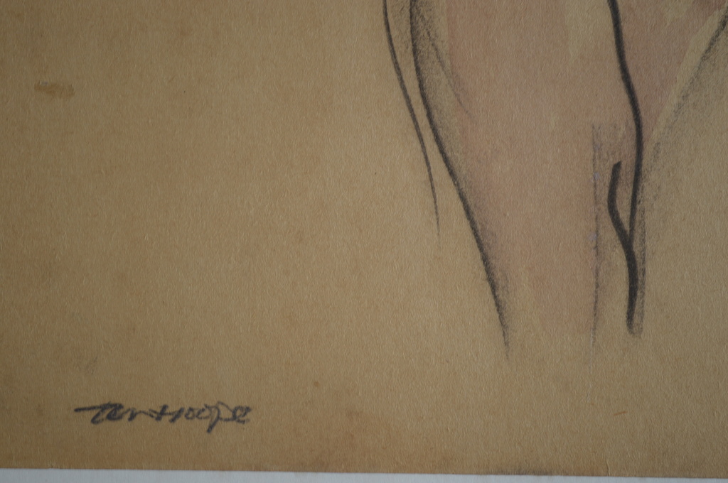 Bob ten Hoope (1920-2014) naakt krijt/aquarel - 30x40 - 1987 kopen? Bied vanaf 130!