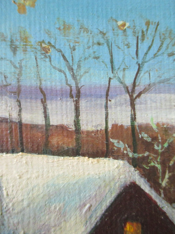 Niet of onleesbaar gesigneerd - Ongesigneerd - Olieverf op schilderskarton - besneeuwd landschap kopen? Bied vanaf 1!