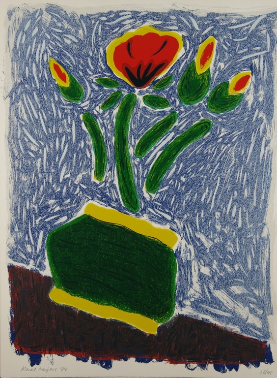 Karel Meijers: Zeefdruk, Vaas met bloemen kopen? Bied vanaf 1!