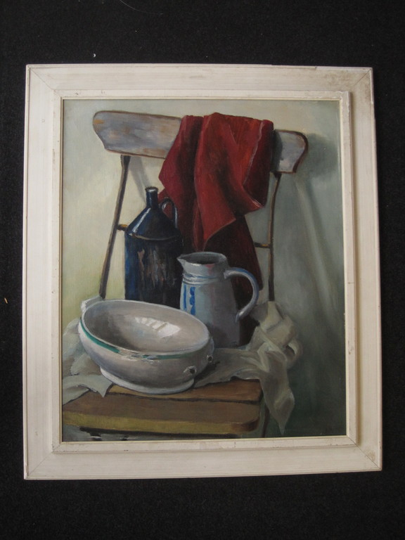 origineel Magisch Realistisch stilleven olieverf omstreeks 1920 monogram DK  verkocht voor € 111!