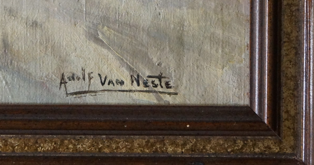 Adolfe van Neste (1880-1959) - marouflÃ© - bloeiende cyclaam in pot kopen? Bied vanaf 85!