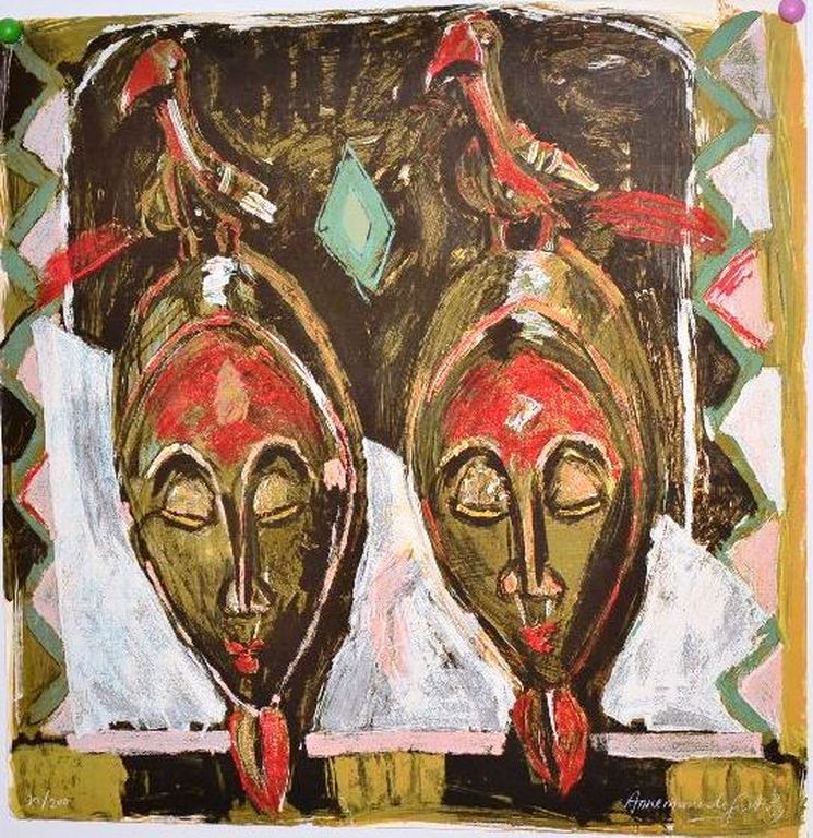 Annemarie de Groot: Kleurenlitho. Maskers kopen? Bied vanaf 1!