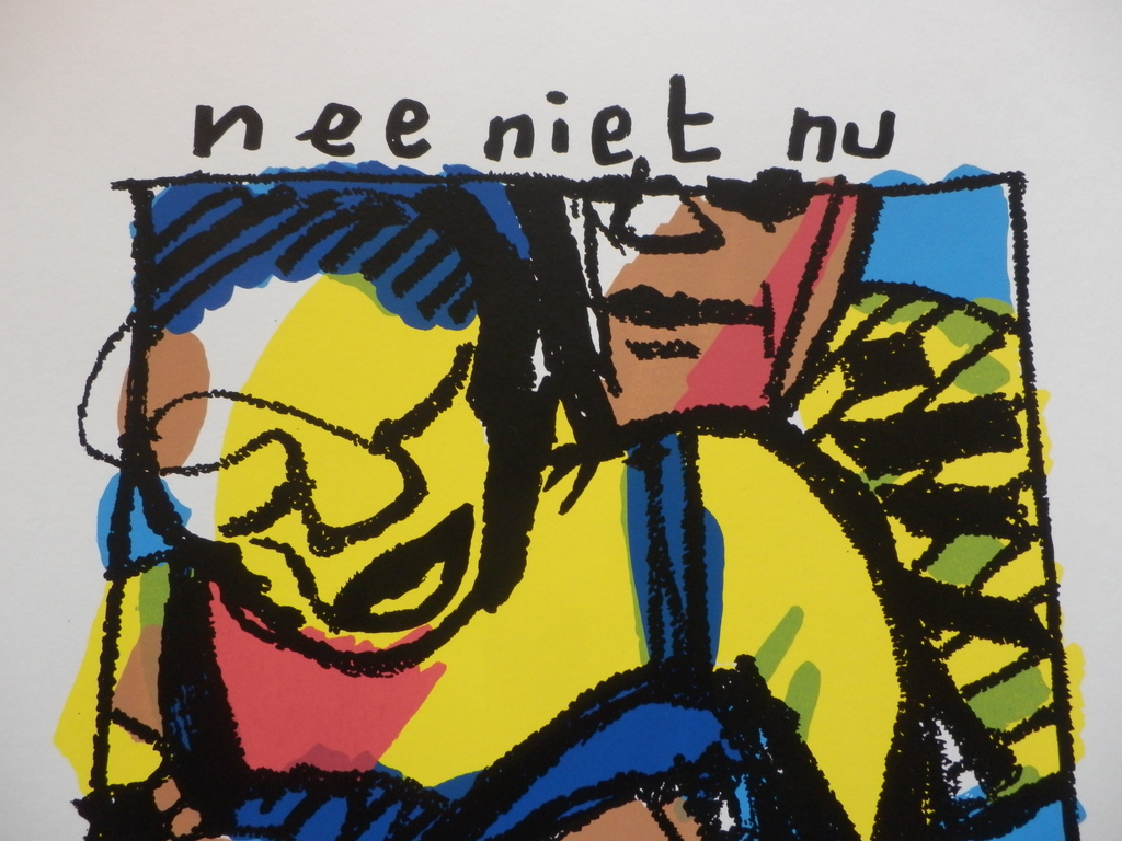 HERMAN BROOD, Gelimiteerde en HANDGESIGNEERDE Zeefdruk  NEE NIET NU kopen? Bied vanaf 195!