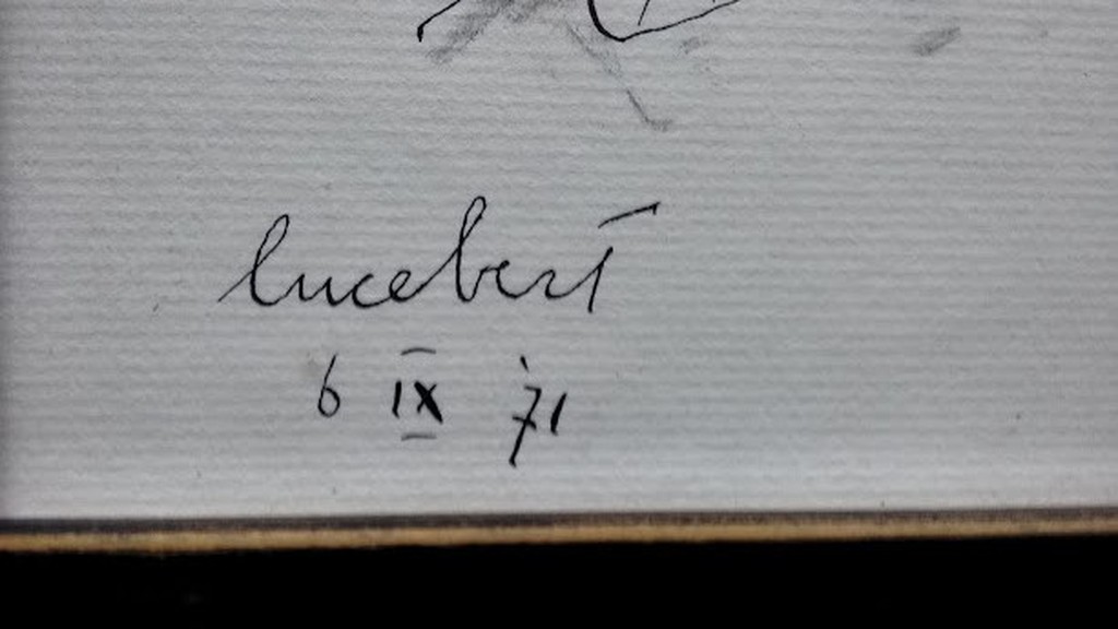 LUCEBERT tekening uit 1971, gesigneerd en gedateerd, ingelijst, CoBrA kopen? Bied vanaf 525!