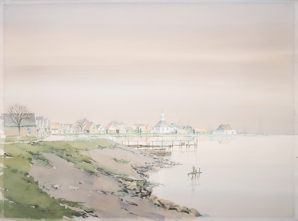 Jan Groenhart: Aquarel, Durgerdam verkocht voor € 50!